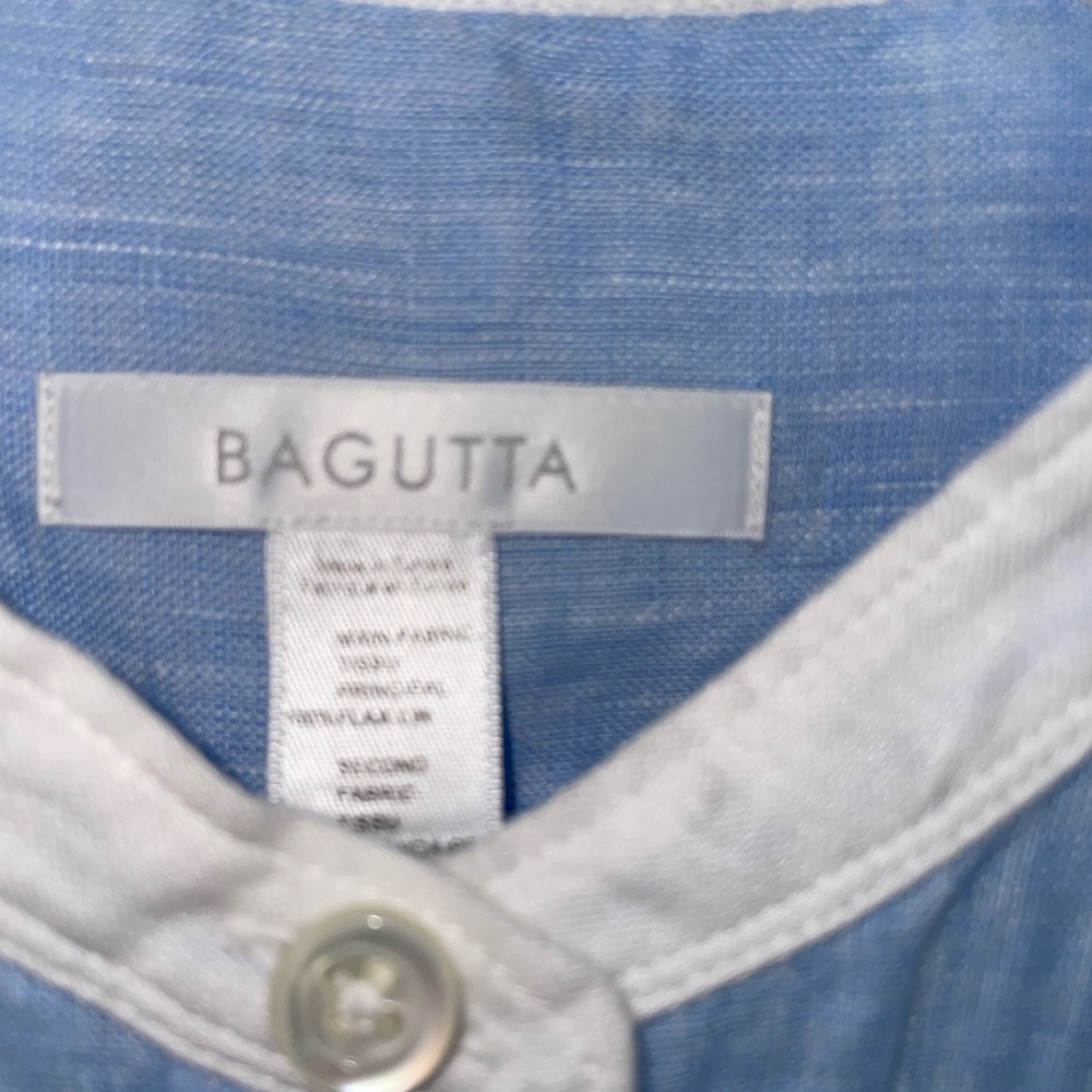 BAGUTTA SKY BLUE LINEN TUNIC BLOUSE SZ EU 38/ US 2 NWT - Picture 5 of 6